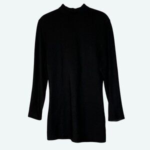 Byblos Wool Blend Black Long Sleeve Mini Dress Ribbed‎ Mock Neck Size 40 IT